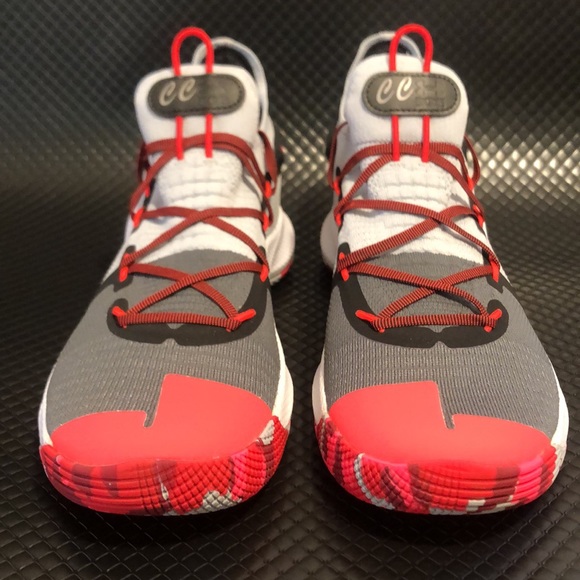 Under Armour Curry 6 Grey Grimson Mens Basketball Shoes - Picture 2 of 10